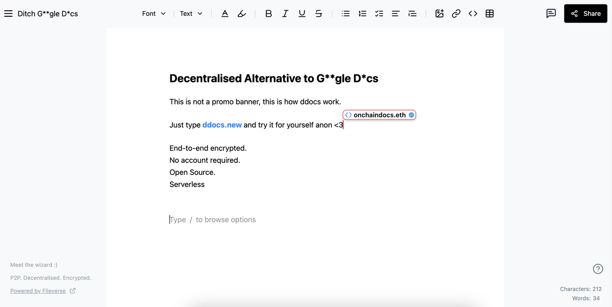 dDocs - Decentralized Alternative to Google Docs