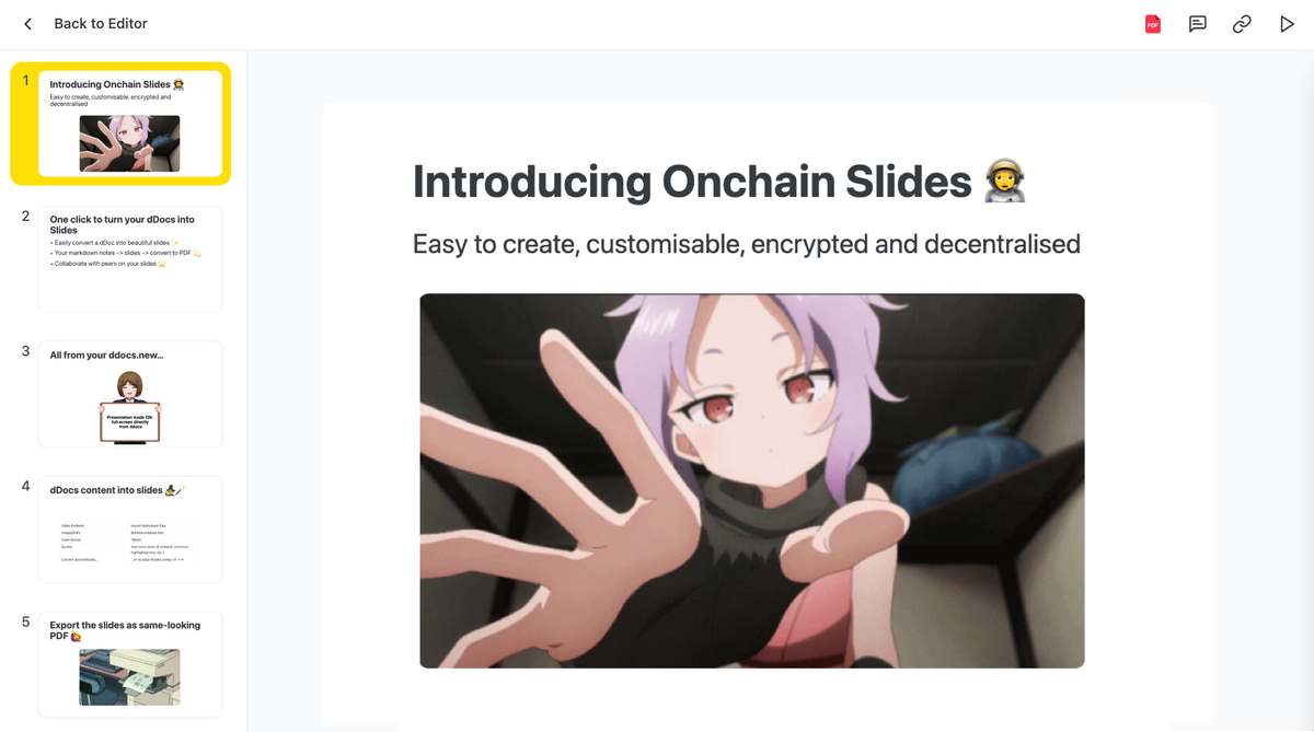 dDocs Slides - Decentralized & Secure Alternative to Google Slides